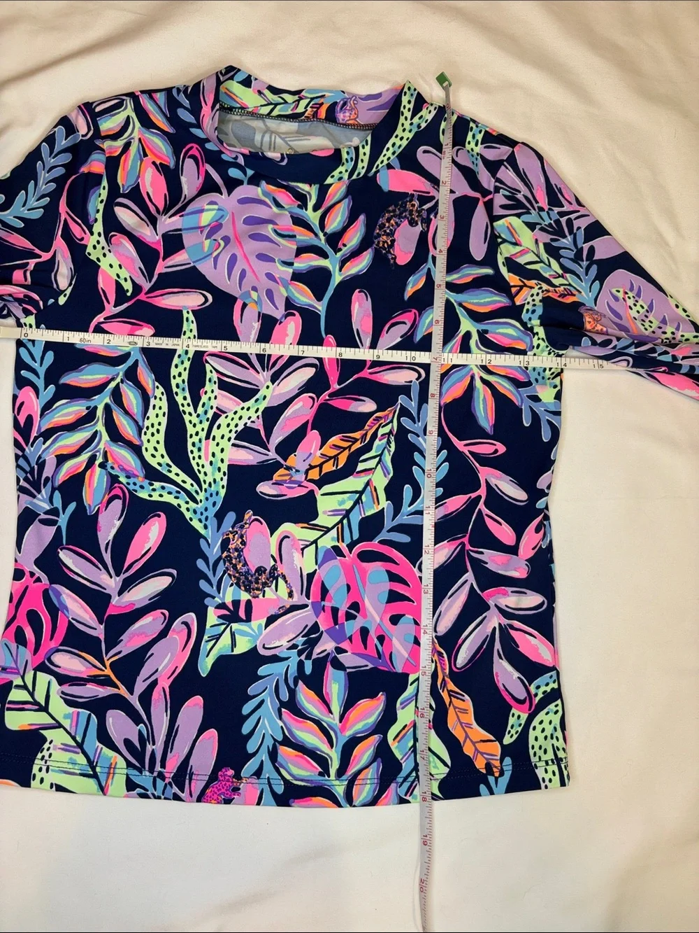 Youth Girls Lilly Pulitzer Long Sleeve Beach Swim Rash Guard Tropical Navy Sea